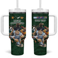 Custom Rugby Southern Hemisphere Tumbler With Handle Argentina AUNZ South Africa Mascot Green - Aussie Hoodie
