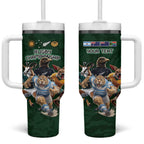 Custom Rugby Southern Hemisphere Tumbler With Handle Argentina AUNZ South Africa Mascot Green - Aussie Hoodie