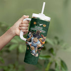 Custom Rugby Southern Hemisphere Tumbler With Handle Argentina AUNZ South Africa Mascot Green - Aussie Hoodie