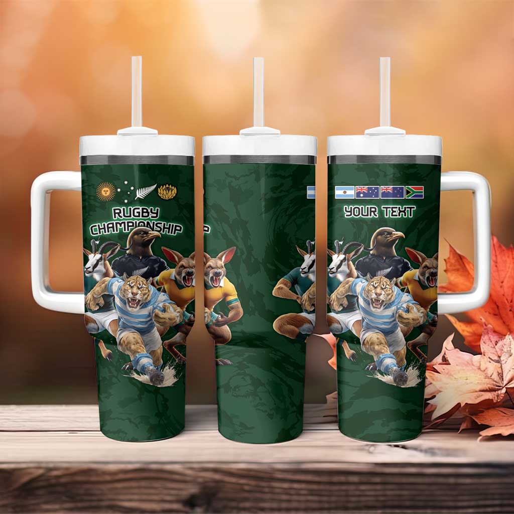 Custom Rugby Southern Hemisphere Tumbler With Handle Argentina AUNZ South Africa Mascot Green - Aussie Hoodie