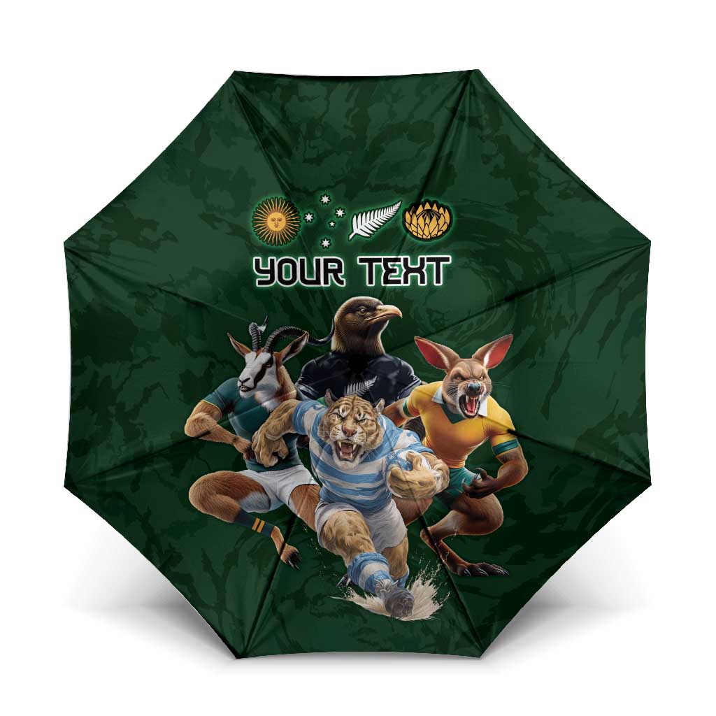 Custom Rugby Southern Hemisphere Umbrella Argentina AUNZ South Africa Mascot Green - Aussie Hoodie