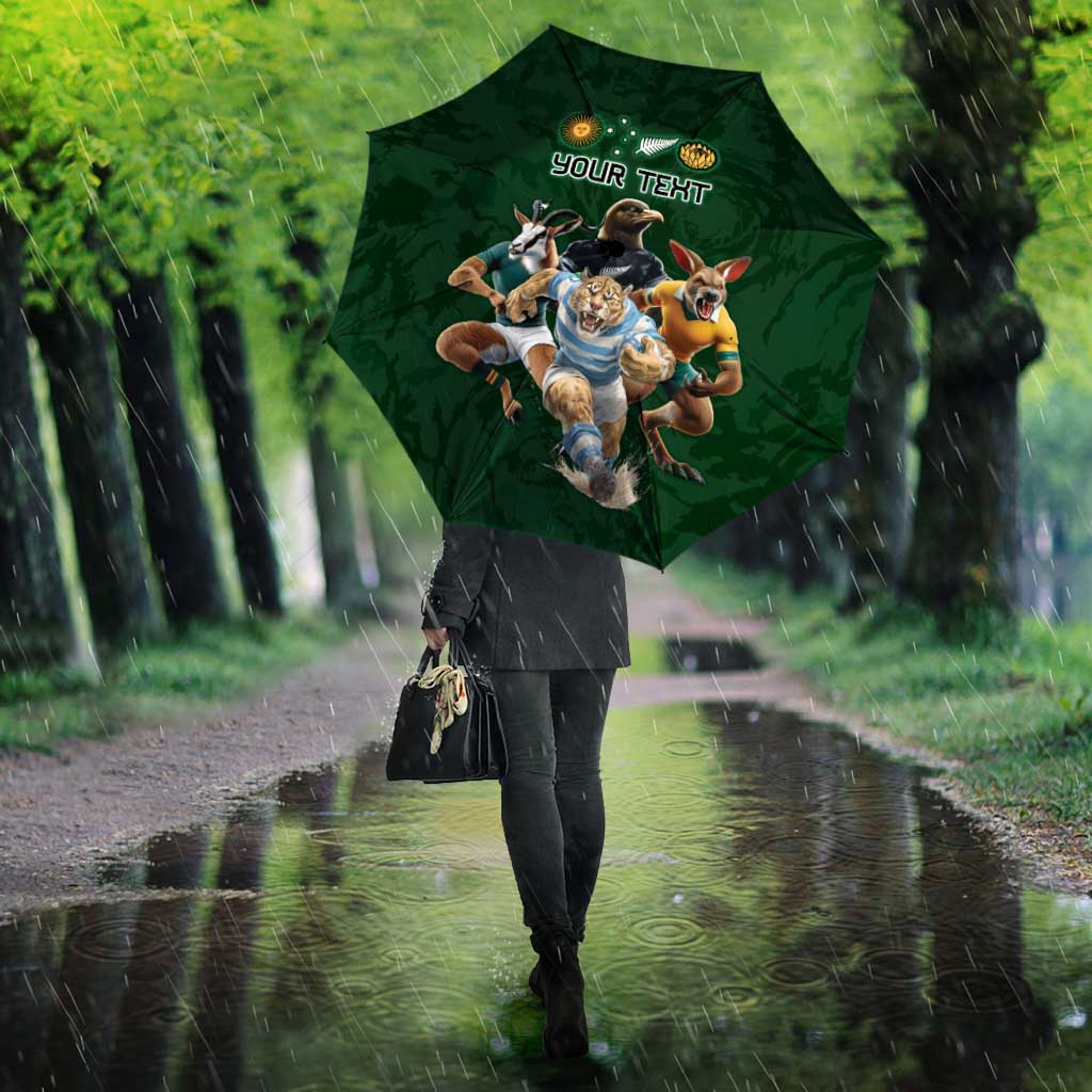 Custom Rugby Southern Hemisphere Umbrella Argentina AUNZ South Africa Mascot Green - Aussie Hoodie