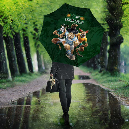 Custom Rugby Southern Hemisphere Umbrella Argentina AUNZ South Africa Mascot Green - Aussie Hoodie