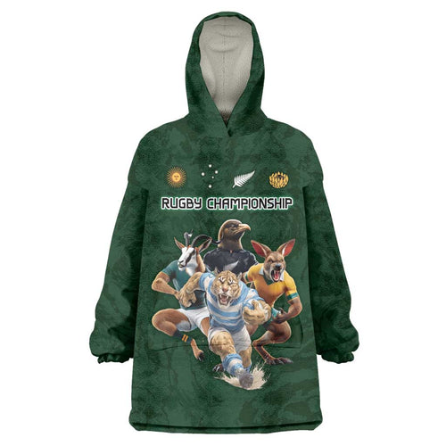 Custom Rugby Southern Hemisphere Wearable Blanket Hoodie Argentina AUNZ South Africa Mascot Green - Aussie Hoodie