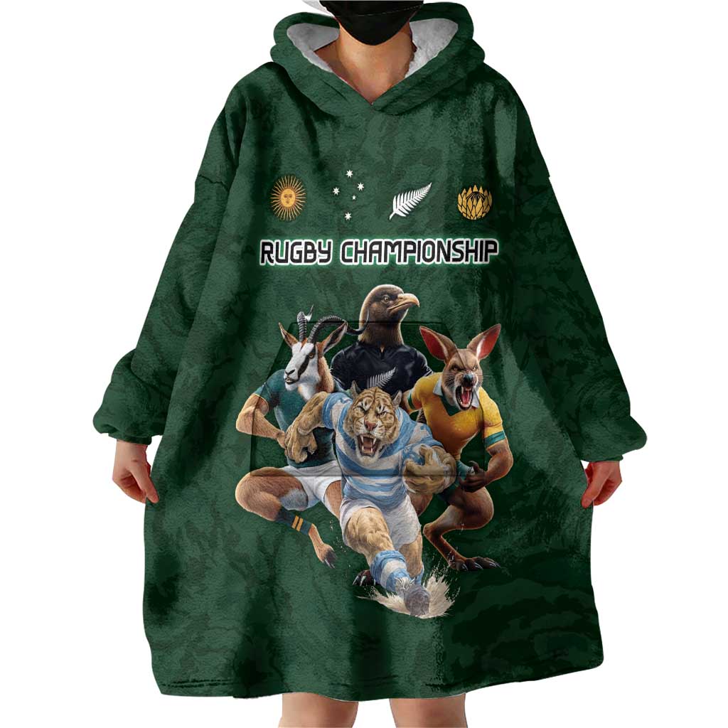 Custom Rugby Southern Hemisphere Wearable Blanket Hoodie Argentina AUNZ South Africa Mascot Green - Aussie Hoodie