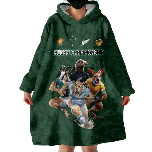 Custom Rugby Southern Hemisphere Wearable Blanket Hoodie Argentina AUNZ South Africa Mascot Green - Aussie Hoodie