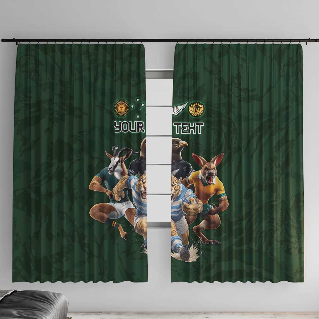 Custom Rugby Southern Hemisphere Window Curtain Argentina AUNZ South Africa Mascot Green - Aussie Hoodie