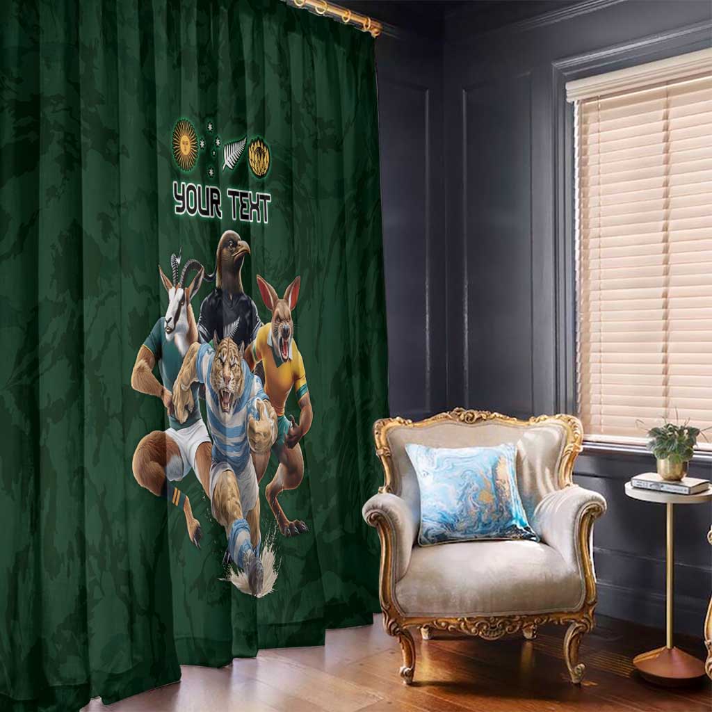 Custom Rugby Southern Hemisphere Window Curtain Argentina AUNZ South Africa Mascot Green - Aussie Hoodie