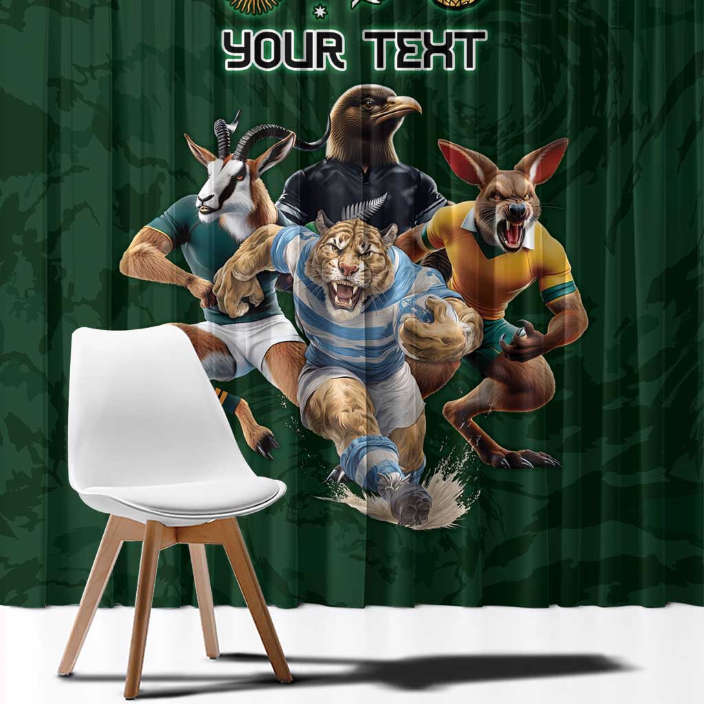 Custom Rugby Southern Hemisphere Window Curtain Argentina AUNZ South Africa Mascot Green - Aussie Hoodie