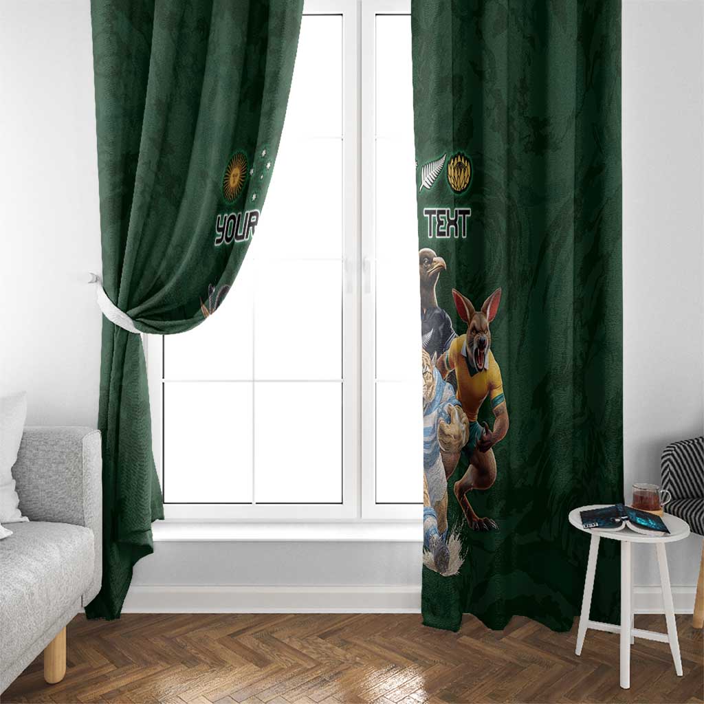 Custom Rugby Southern Hemisphere Window Curtain Argentina AUNZ South Africa Mascot Green - Aussie Hoodie
