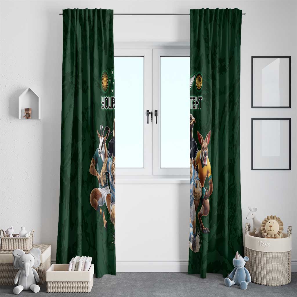 Custom Rugby Southern Hemisphere Window Curtain Argentina AUNZ South Africa Mascot Green - Aussie Hoodie