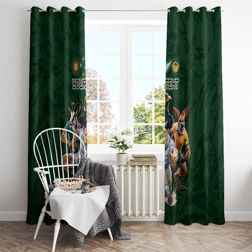Custom Rugby Southern Hemisphere Window Curtain Argentina AUNZ South Africa Mascot Green - Aussie Hoodie