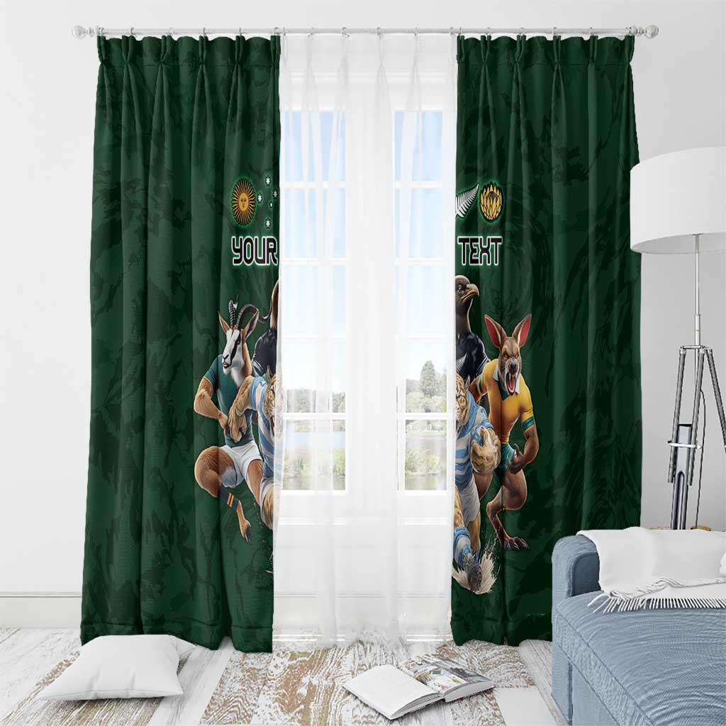Custom Rugby Southern Hemisphere Window Curtain Argentina AUNZ South Africa Mascot Green - Aussie Hoodie