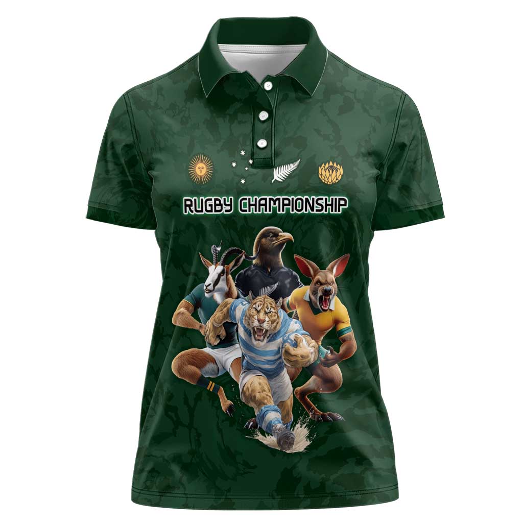 Custom Rugby Southern Hemisphere Women Polo Shirt Argentina AUNZ South Africa Mascot Green - Aussie Hoodie