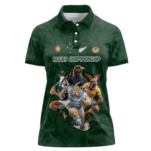 Custom Rugby Southern Hemisphere Women Polo Shirt Argentina AUNZ South Africa Mascot Green - Aussie Hoodie