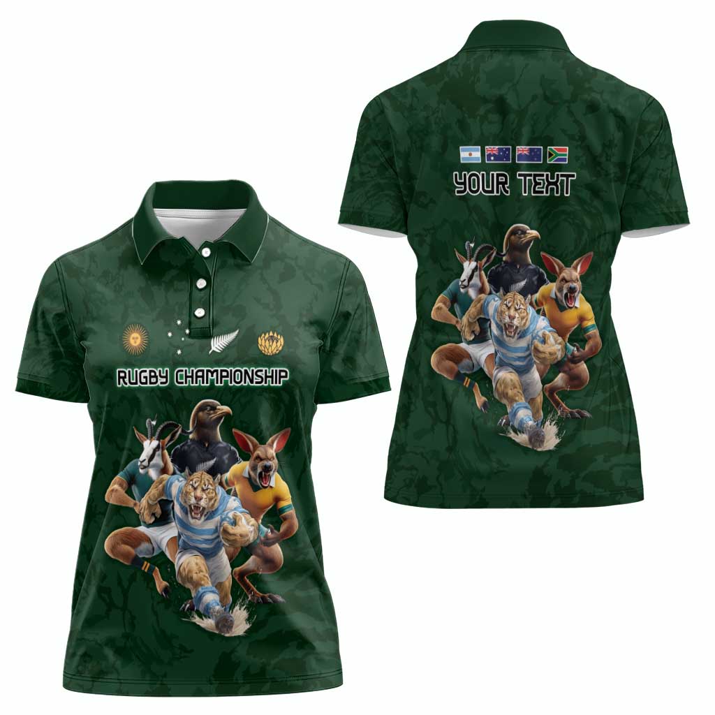 Custom Rugby Southern Hemisphere Women Polo Shirt Argentina AUNZ South Africa Mascot Green - Aussie Hoodie