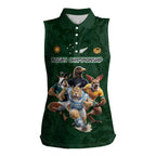 Custom Rugby Southern Hemisphere Women Sleeveless Polo Shirt Argentina AUNZ South Africa Mascot Green - Aussie Hoodie