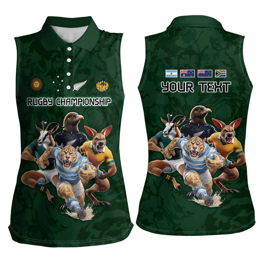 Custom Rugby Southern Hemisphere Women Sleeveless Polo Shirt Argentina AUNZ South Africa Mascot Green - Aussie Hoodie