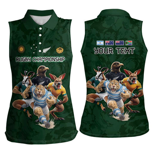 Custom Rugby Southern Hemisphere Women Sleeveless Polo Shirt Argentina AUNZ South Africa Mascot Green - Aussie Hoodie