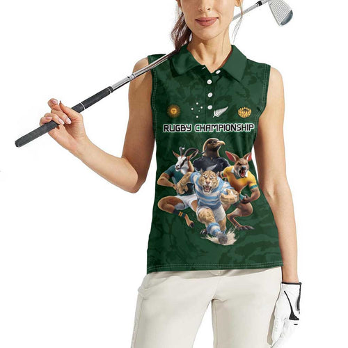 Custom Rugby Southern Hemisphere Women Sleeveless Polo Shirt Argentina AUNZ South Africa Mascot Green - Aussie Hoodie