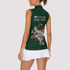 Custom Rugby Southern Hemisphere Women Sleeveless Polo Shirt Argentina AUNZ South Africa Mascot Green - Aussie Hoodie