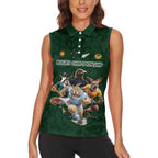 Custom Rugby Southern Hemisphere Women Sleeveless Polo Shirt Argentina AUNZ South Africa Mascot Green - Aussie Hoodie