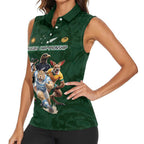 Custom Rugby Southern Hemisphere Women Sleeveless Polo Shirt Argentina AUNZ South Africa Mascot Green - Aussie Hoodie