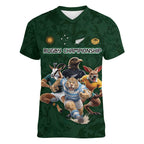 Custom Rugby Southern Hemisphere Women V-Neck T-Shirt Argentina AUNZ South Africa Mascot Green - Aussie Hoodie
