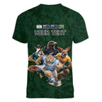 Custom Rugby Southern Hemisphere Women V-Neck T-Shirt Argentina AUNZ South Africa Mascot Green - Aussie Hoodie