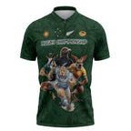 Custom Rugby Southern Hemisphere Zipper Polo Shirt Argentina AUNZ South Africa Mascot Green - Aussie Hoodie