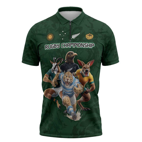Custom Rugby Southern Hemisphere Zipper Polo Shirt Argentina AUNZ South Africa Mascot Green - Aussie Hoodie