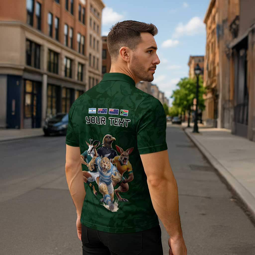 Custom Rugby Southern Hemisphere Zipper Polo Shirt Argentina AUNZ South Africa Mascot Green - Aussie Hoodie