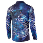 North Island Kokako and South Island Kokako Button Sweatshirt New Zealand Native Bird with Galaxy Vibe