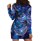 North Island Kokako and South Island Kokako Hoodie Dress New Zealand Native Bird with Galaxy Vibe