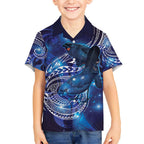 North Island Kokako and South Island Kokako Kid Hawaiian Shirt New Zealand Native Bird with Galaxy Vibe