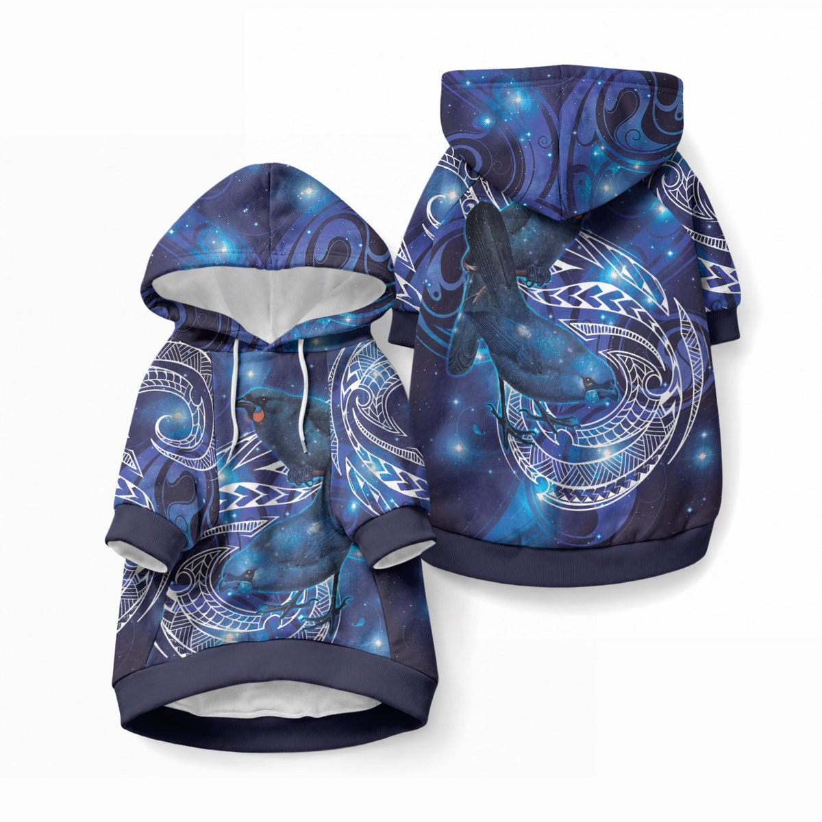 North Island Kokako and South Island Kokako Pet Hoodie New Zealand Native Bird with Galaxy Vibe