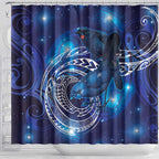 North Island Kokako and South Island Kokako Shower Curtain New Zealand Native Bird with Galaxy Vibe