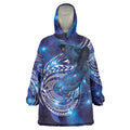 North Island Kokako and South Island Kokako Wearable Blanket Hoodie New Zealand Native Bird with Galaxy Vibe