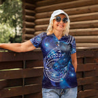 North Island Kokako and South Island Kokako Women Polo Shirt New Zealand Native Bird with Galaxy Vibe