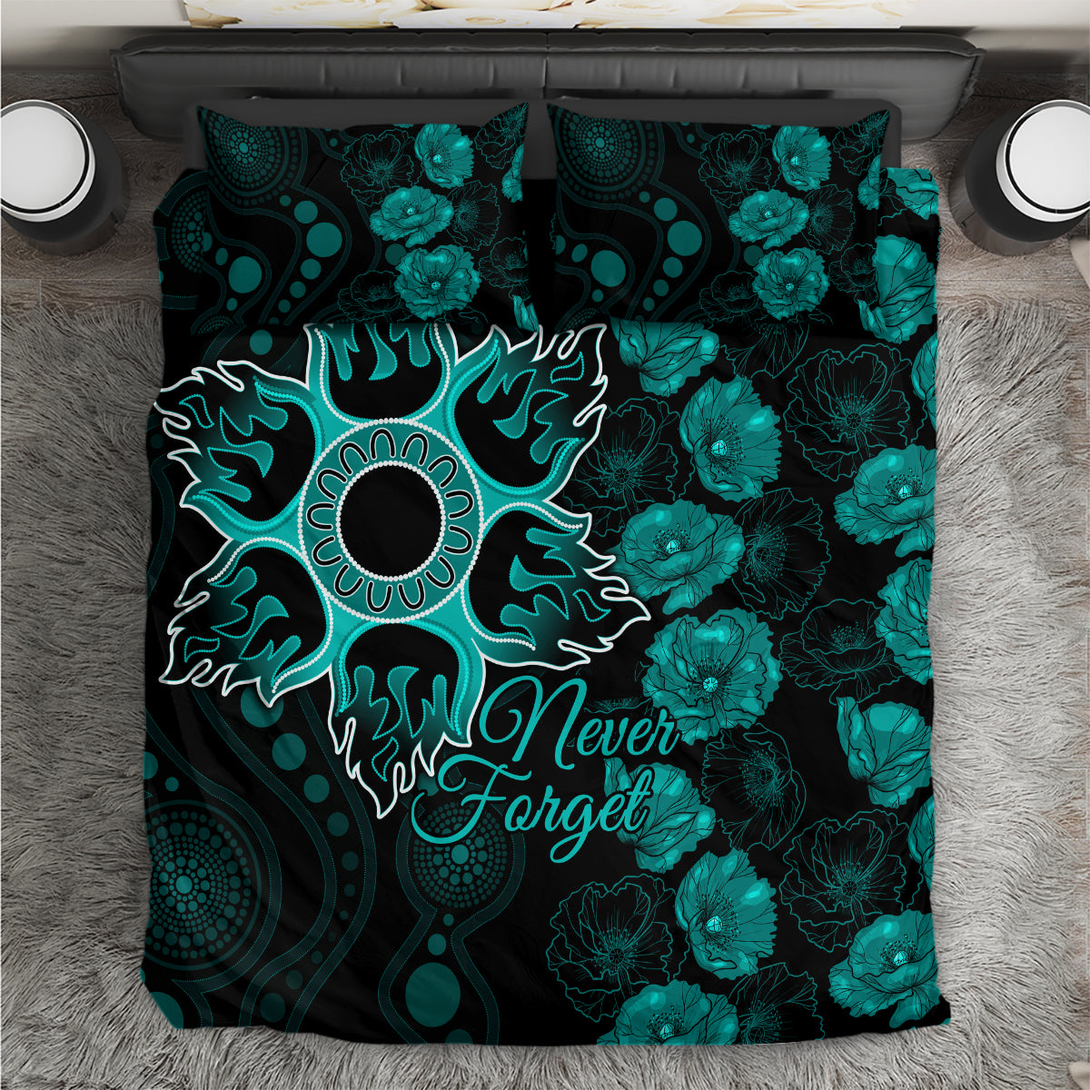 heat-cricket-never-forget-custom-bedding-set-anzac-day-with-poppy-aboriginal