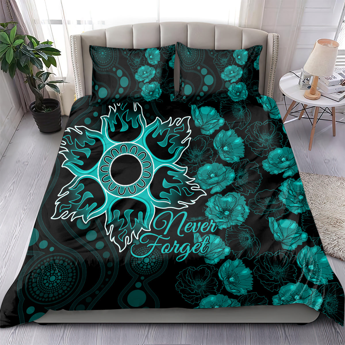 heat-cricket-never-forget-custom-bedding-set-anzac-day-with-poppy-aboriginal