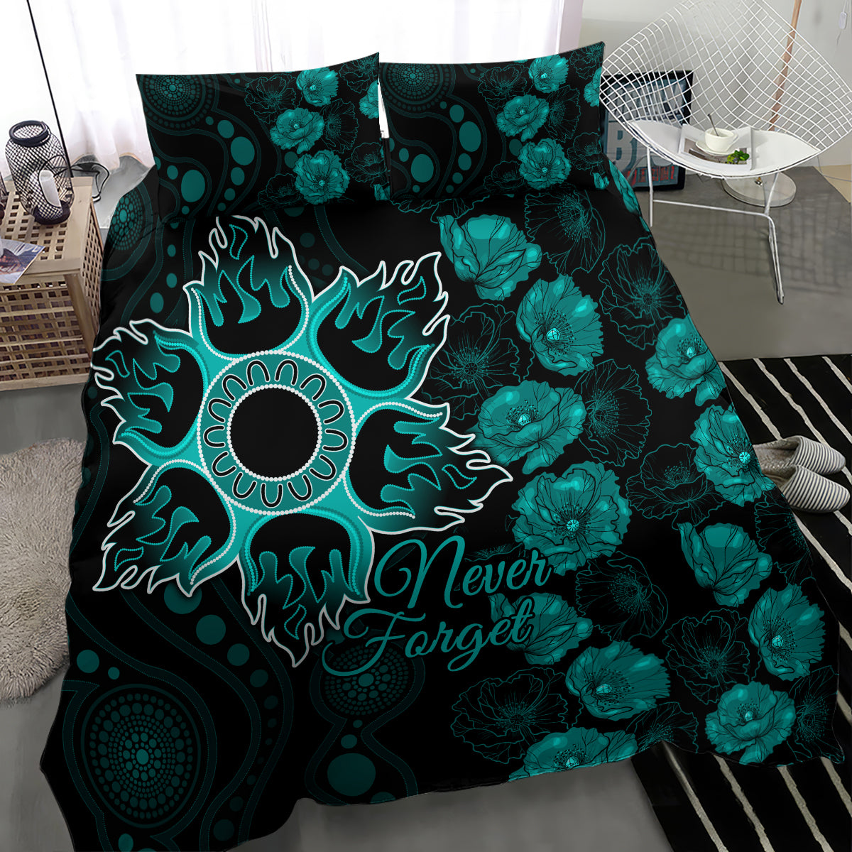 heat-cricket-never-forget-custom-bedding-set-anzac-day-with-poppy-aboriginal