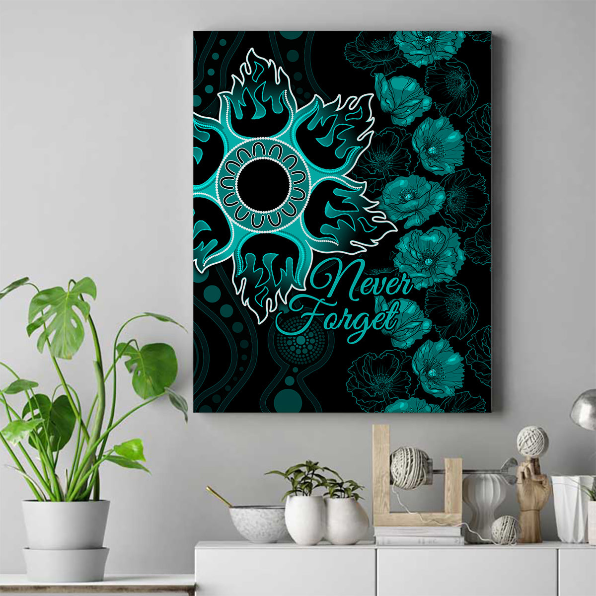heat-cricket-never-forget-custom-canvas-wall-art-anzac-day-with-poppy-aboriginal