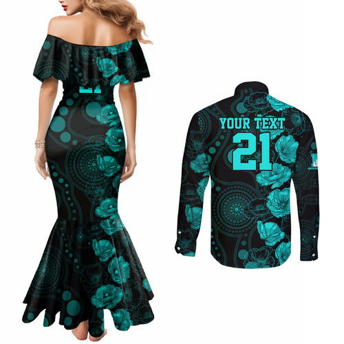 heat-cricket-never-forget-custom-couples-matching-mermaid-dress-and-long-sleeve-button-shirt-anzac-day-with-poppy-aboriginal