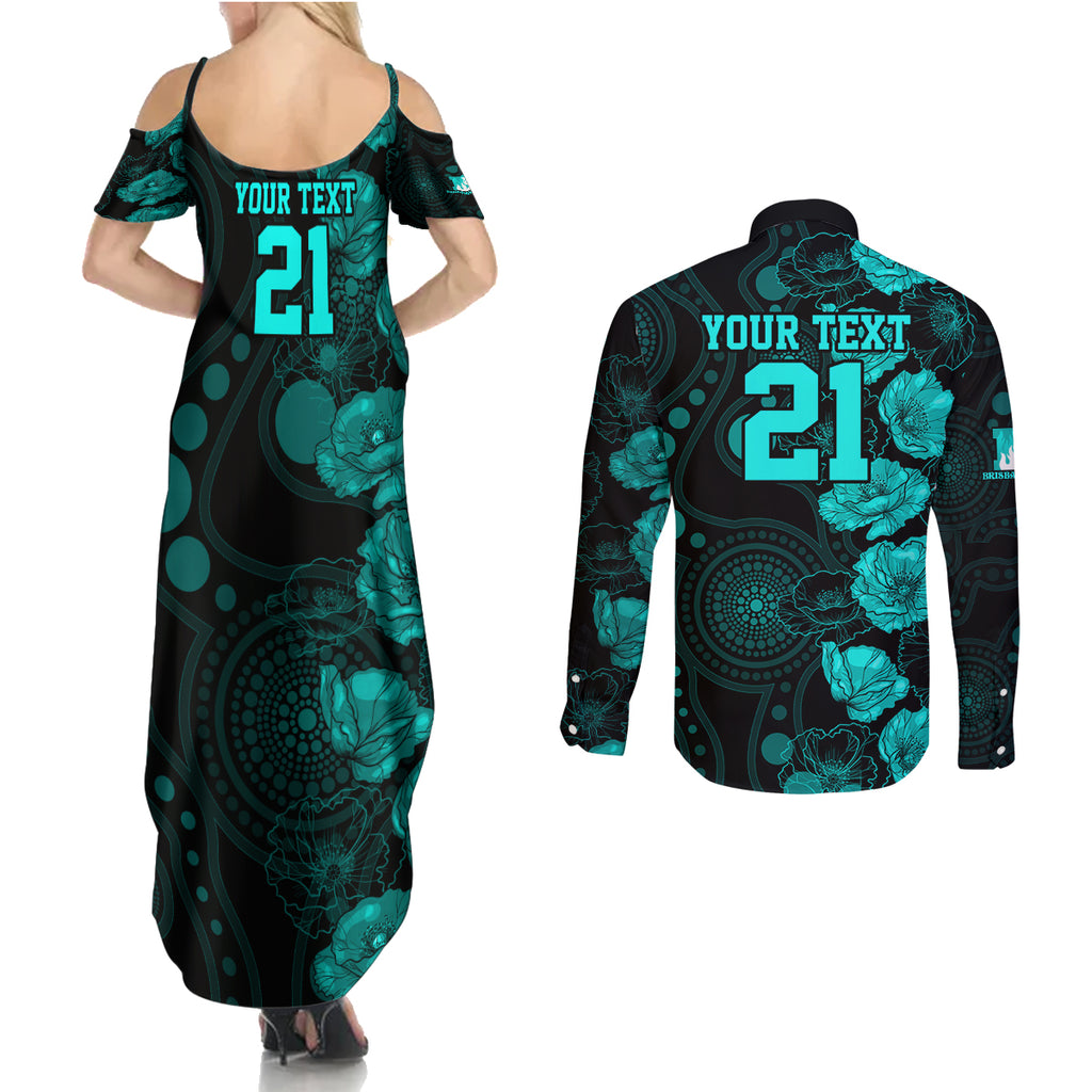 heat-cricket-never-forget-custom-couples-matching-summer-maxi-dress-and-long-sleeve-button-shirt-anzac-day-with-poppy-aboriginal