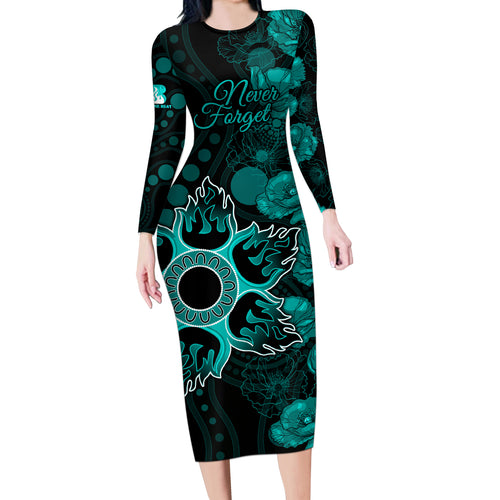 heat-cricket-never-forget-custom-long-sleeve-bodycon-dress-anzac-day-with-poppy-aboriginal