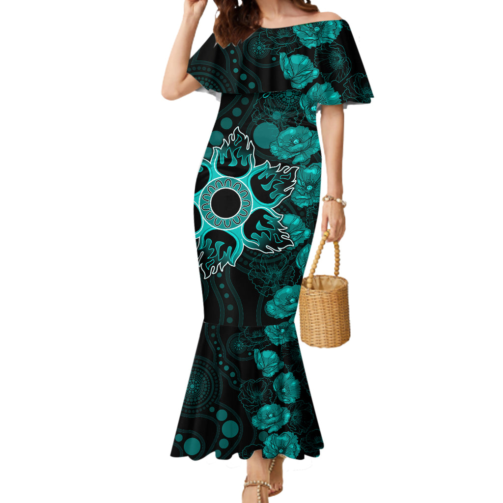 heat-cricket-never-forget-custom-mermaid-dress-anzac-day-with-poppy-aboriginal