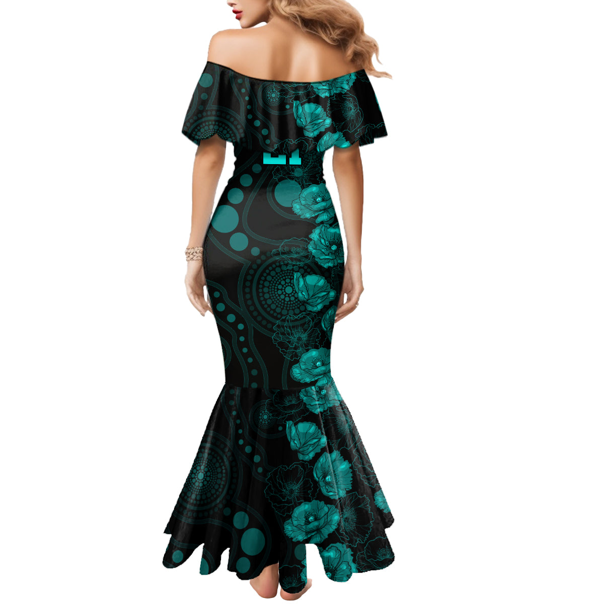 heat-cricket-never-forget-custom-mermaid-dress-anzac-day-with-poppy-aboriginal