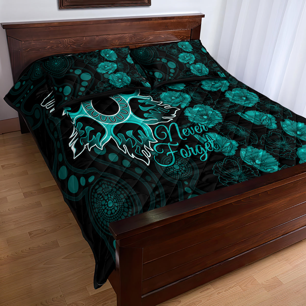 heat-cricket-never-forget-custom-quilt-bed-set-anzac-day-with-poppy-aboriginal