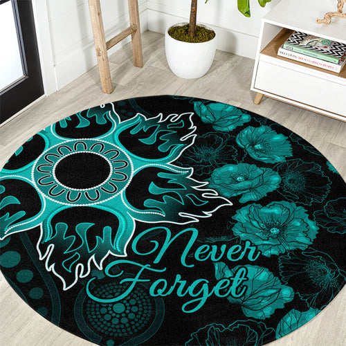 heat-cricket-never-forget-custom-round-carpet-anzac-day-with-poppy-aboriginal